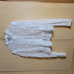 Asos Lace Peplum Top with faux pearl buttons